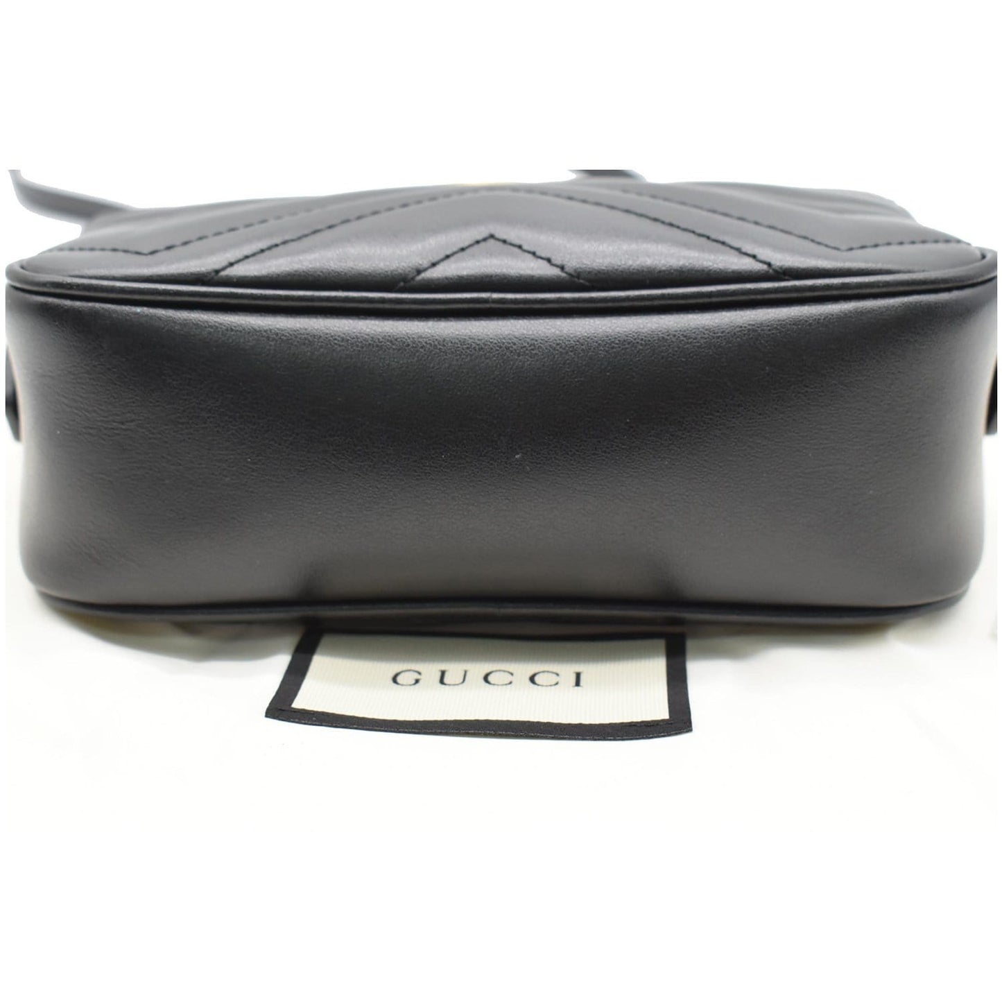 GUCCI GG Marmont Matelasse Mini Leather Crossbody Bag Black 448065