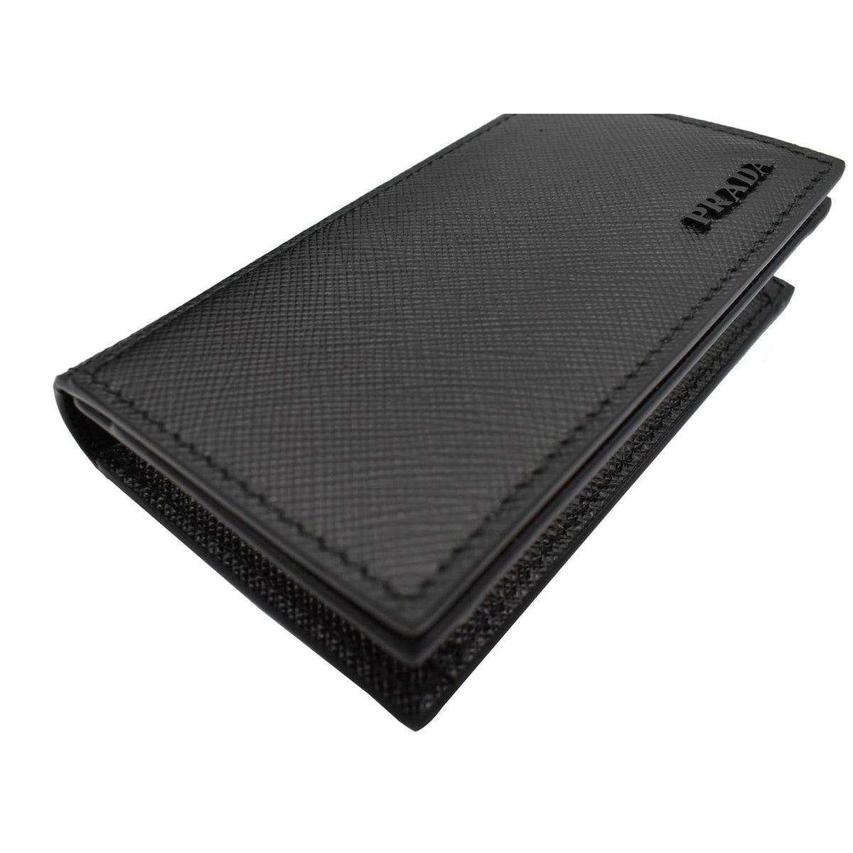 PRADA Saffiano Leather Active Card Holder Wallet Black- 15% OFF