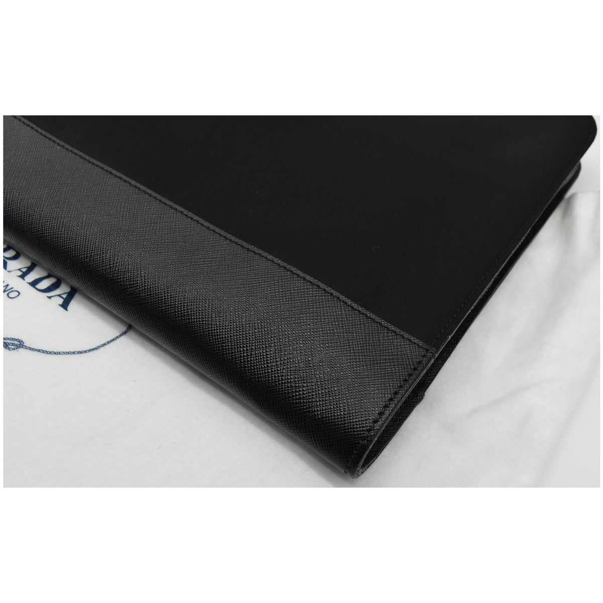 PRADA Document Nylon Leather Pouch Black