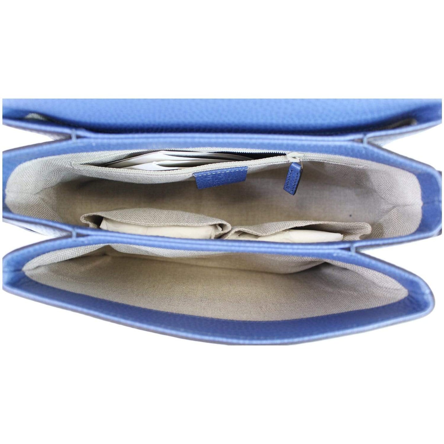 GUCCI GG Interlocking Leather Chain Shoulder Bag Blue 510302