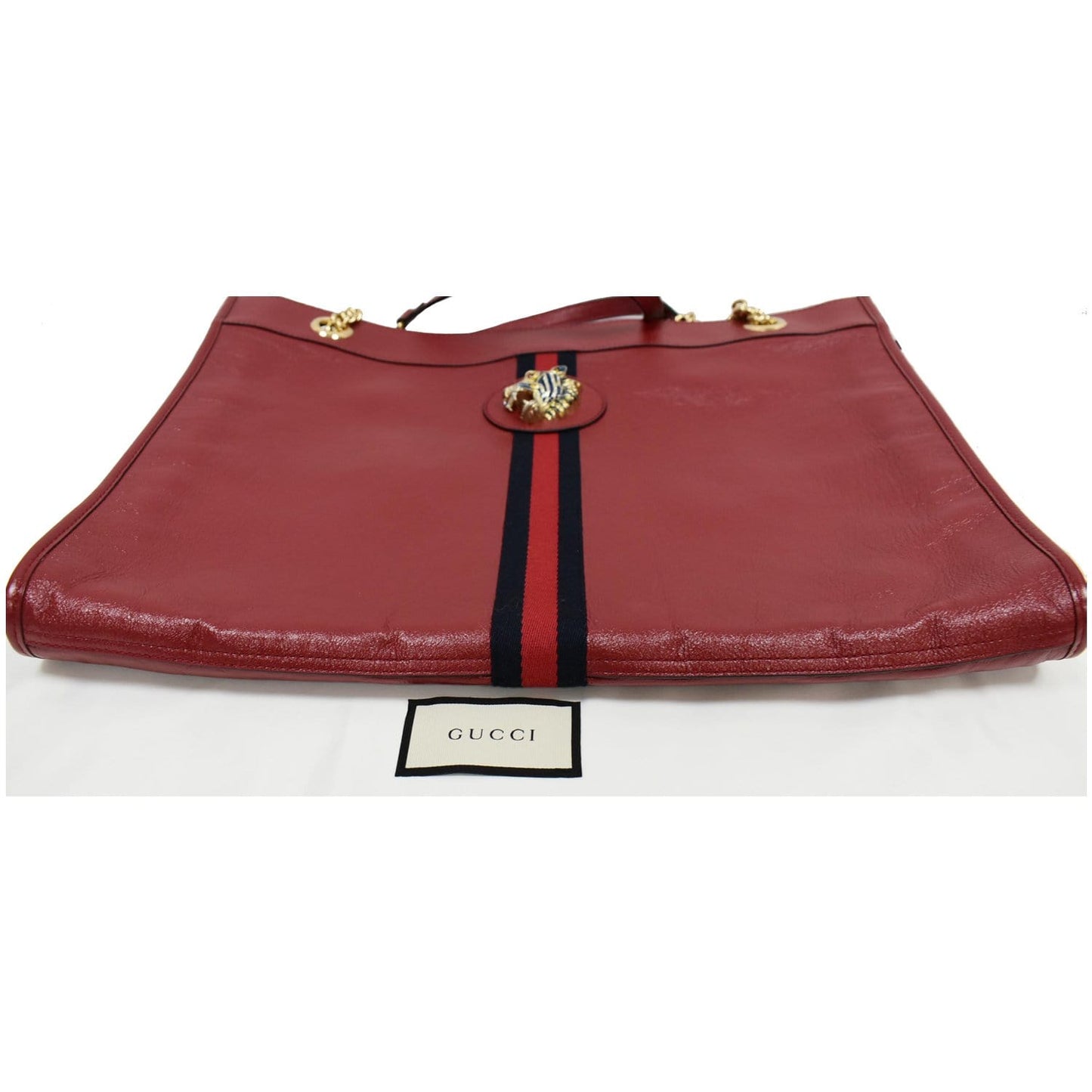 GUCCI Rajah Large Leather Tote Shoulder Bag Red 537219