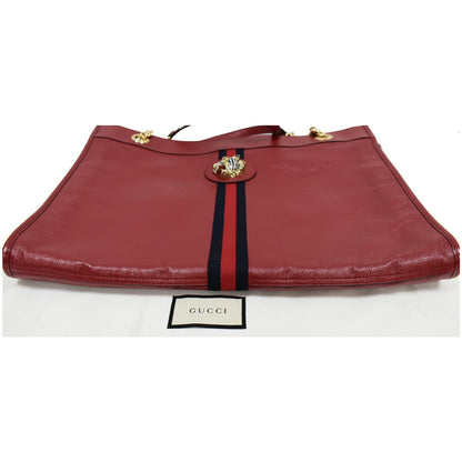 GUCCI Rajah Large Leather Tote Shoulder Bag Red 537219