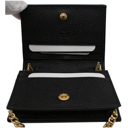 GUCCI Zumi Mini Grainy Leather Chain Wallet Black 570660 - 10% OFF