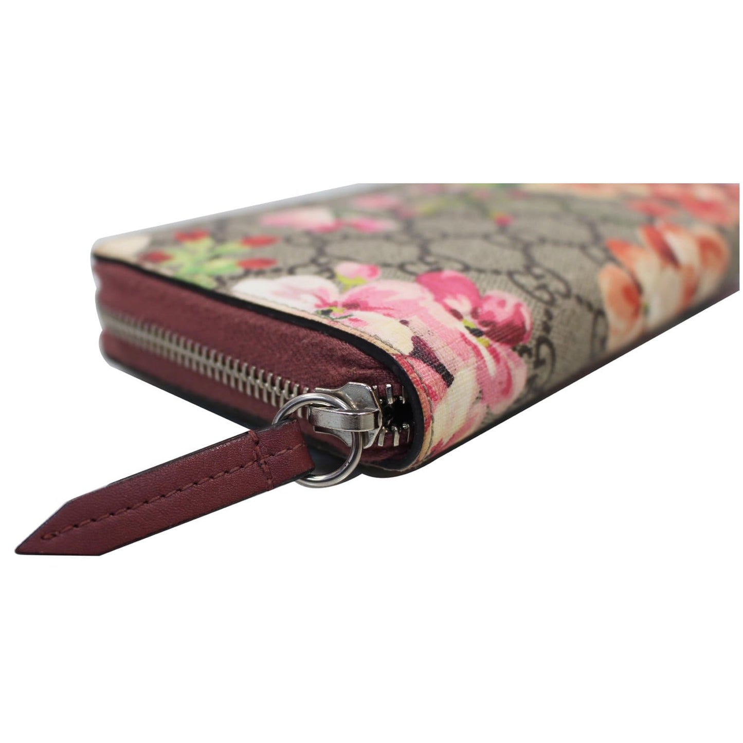 GUCCI GG Blooms Supreme Canvas Zip Around Wallet Beige/Ebony 404071