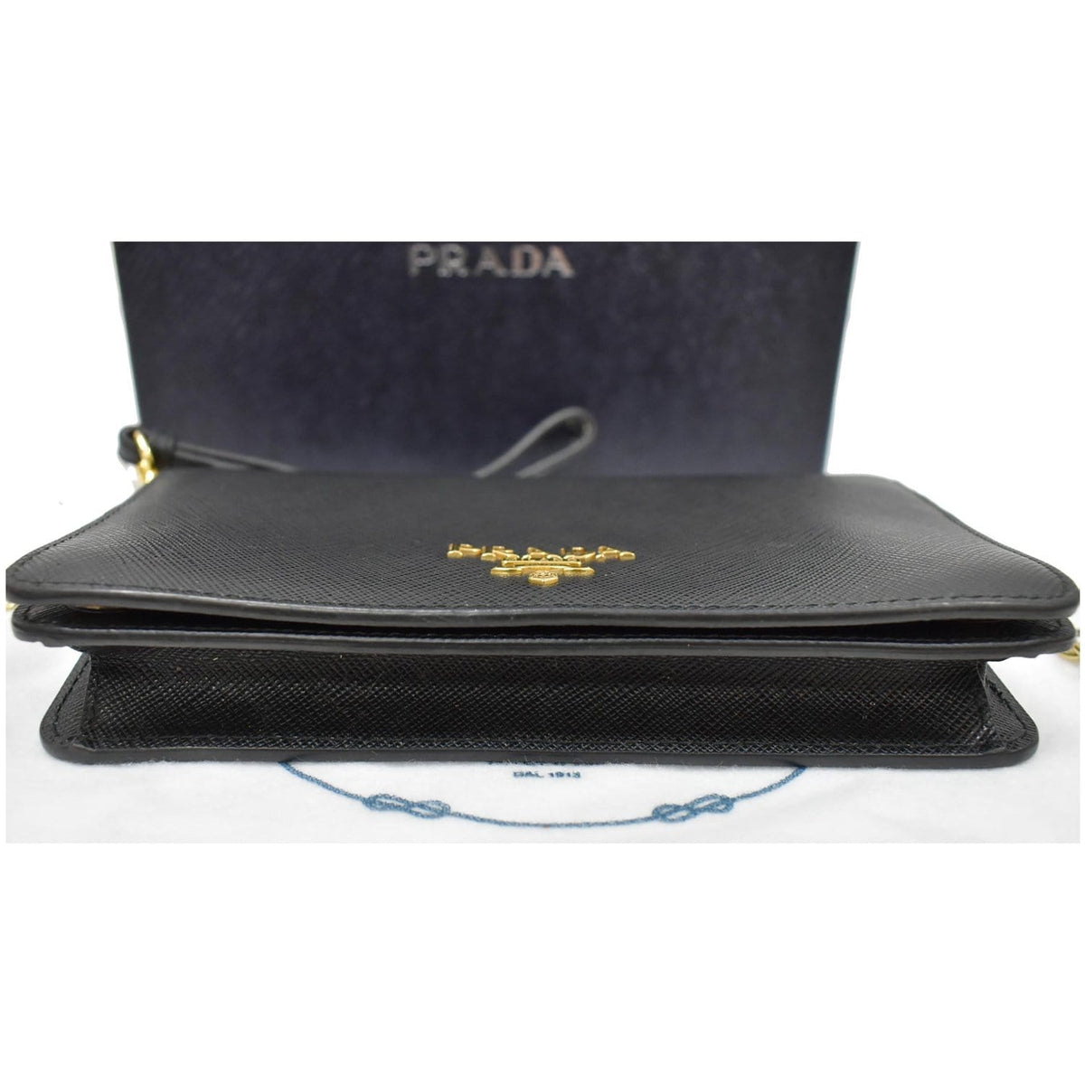 PRADA Mini Saffiano Leather Chain Shoulder Bag Black