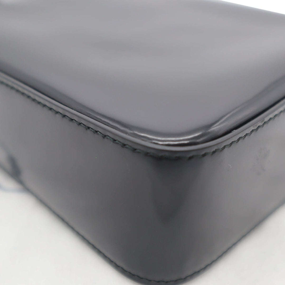 PRADA Small Brushed Leather Tote Shoulder Bag Black