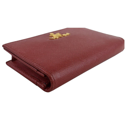 PRADA Saffiano Leather Bi-Fold Wallet Card Case Coin Purse Red - Final Sale