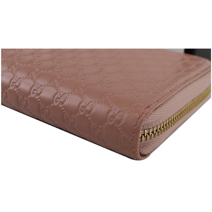 GUCCI Micro GG Guccissima Zip Around Wallet Pink 449391