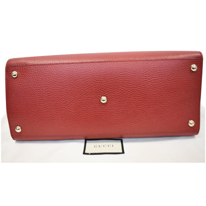 GUCCI Soho Disco Top Handle Pebbled Leather Shoulder Bag Red 607721