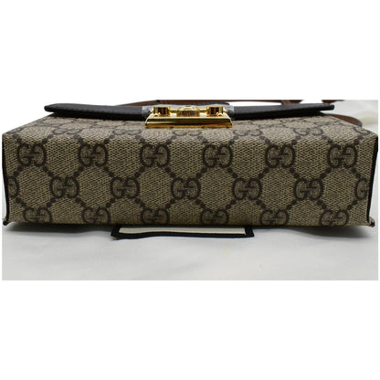 GUCCI Padlock Mini GG Supreme Canvas Top Handle Crossbody Bag Beige 652683