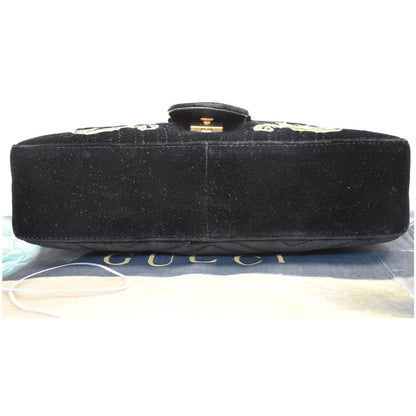 GUCCI Blind For Love Marmont Embroidered Velvet Shoulder Bag Black 443496
