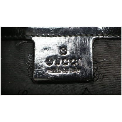 GUCCI Pop Bamboo Dialux Coated Canvas Top Handle Shoulder Bag Black 190256