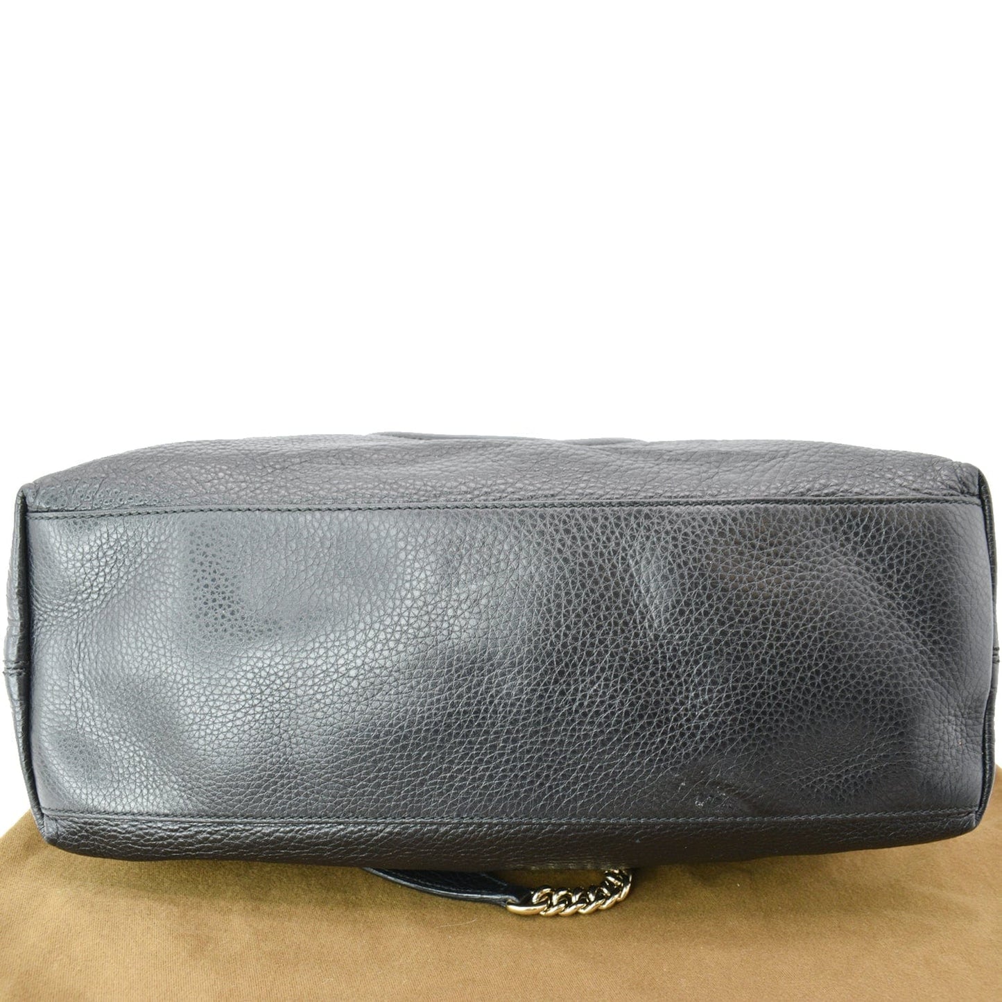 GUCCI Soho Pebbled Leather Chain Shoulder Bag Black 308982