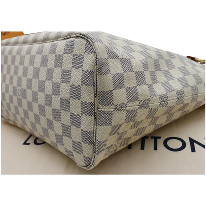 LOUIS VUITTON Neverfull MM Damier Azur Tote Bag Rose Ballerine