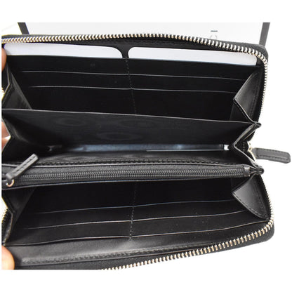 GUCCI Web Guccissima Leather Zip Around Wallet Black 408831