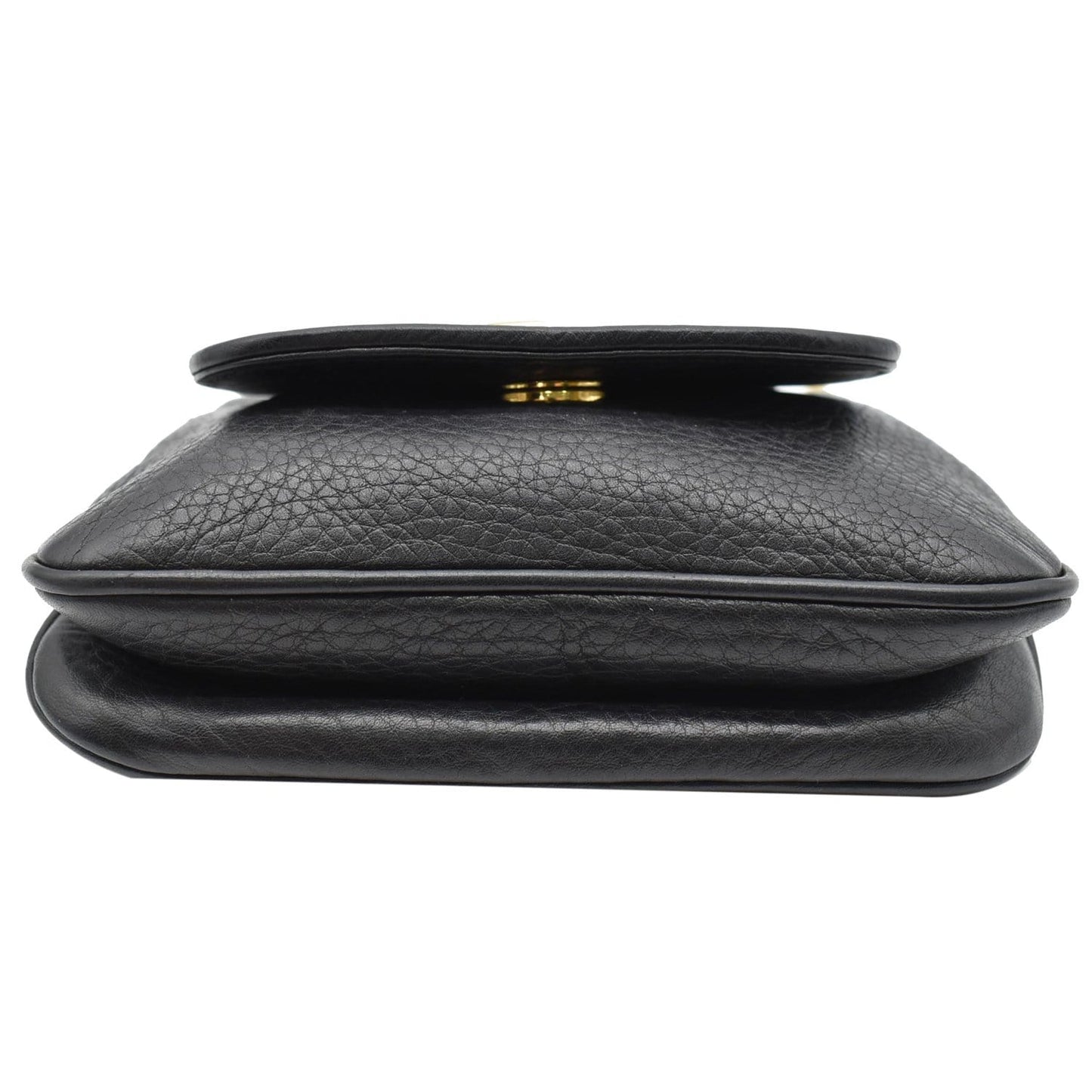 GUCCI Small 1973 Pebbled Leather Chain Crossbody Bag Black 251821