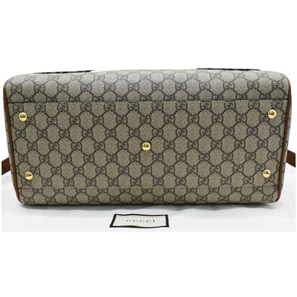 GUCCI Blind for Love Embroidered GG Supreme Canvas Boston Bag Maple Brown 409527
