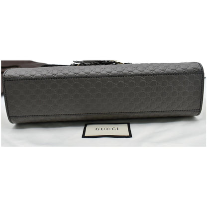 GUCCI Emily Medium GG Guccissima Leather Chain Shoulder Bag 449635 Gray