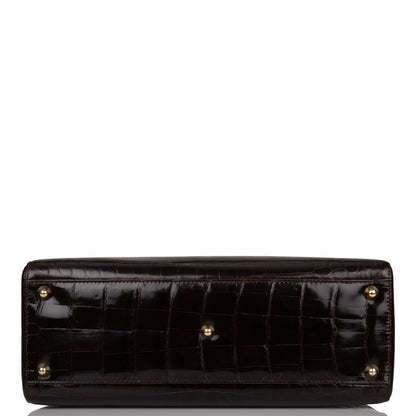 Christian Dior Dark Brown Large Lady Dior Alligator Tote Gold Hardware