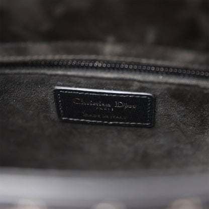 Christian Dior Lucky Star Medium Lady Dior Tote Black Lambskin Ruthenium Hardware