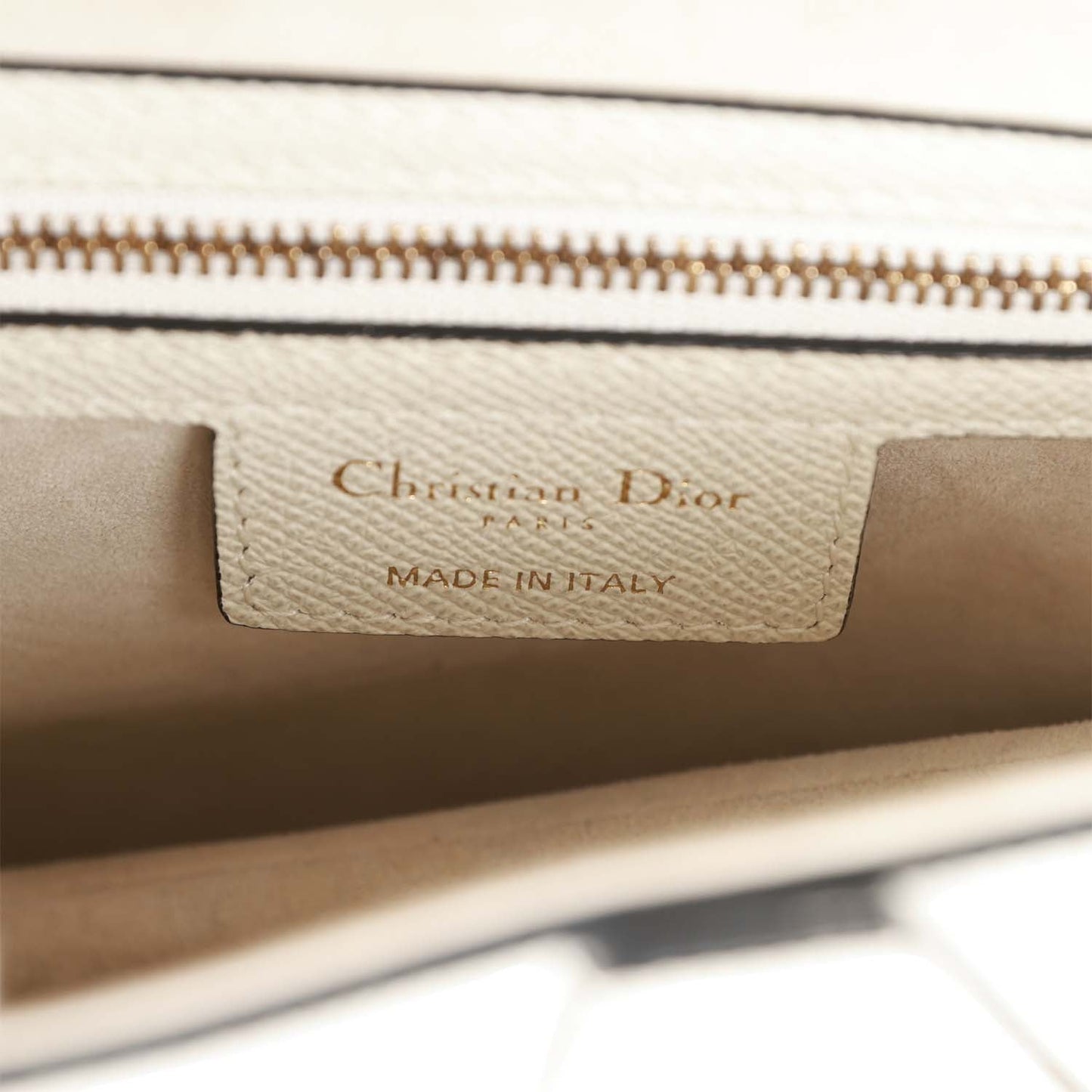 Christian Dior Saddle Bag White Grained Calfskin Gold Hardware