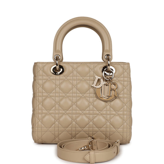 Christian Dior Lady Dior Medium Bag Corda Beige Cannage Lambskin Gold Hardware