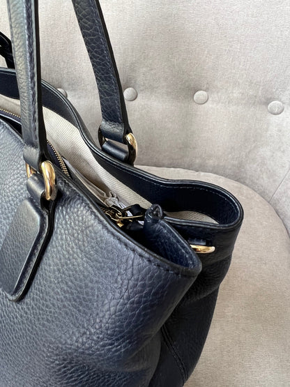 Gucci Soho Working Tote in Navy Blue Pebbled Calfskin