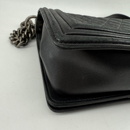 Chanel Medium Black Lambskin Ruthenium Hardware Le Boy Flap Bag