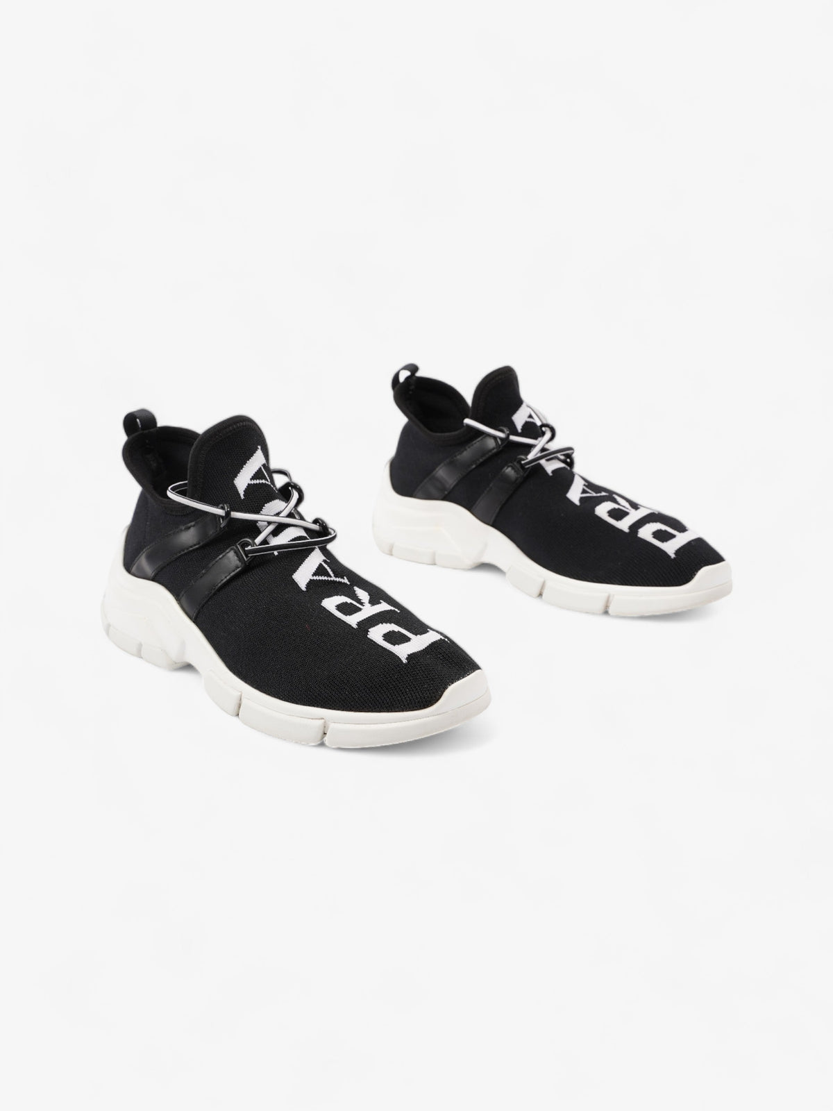 Prada Logo Knit Sneakers Black / White Cotton EU 37 UK 4
