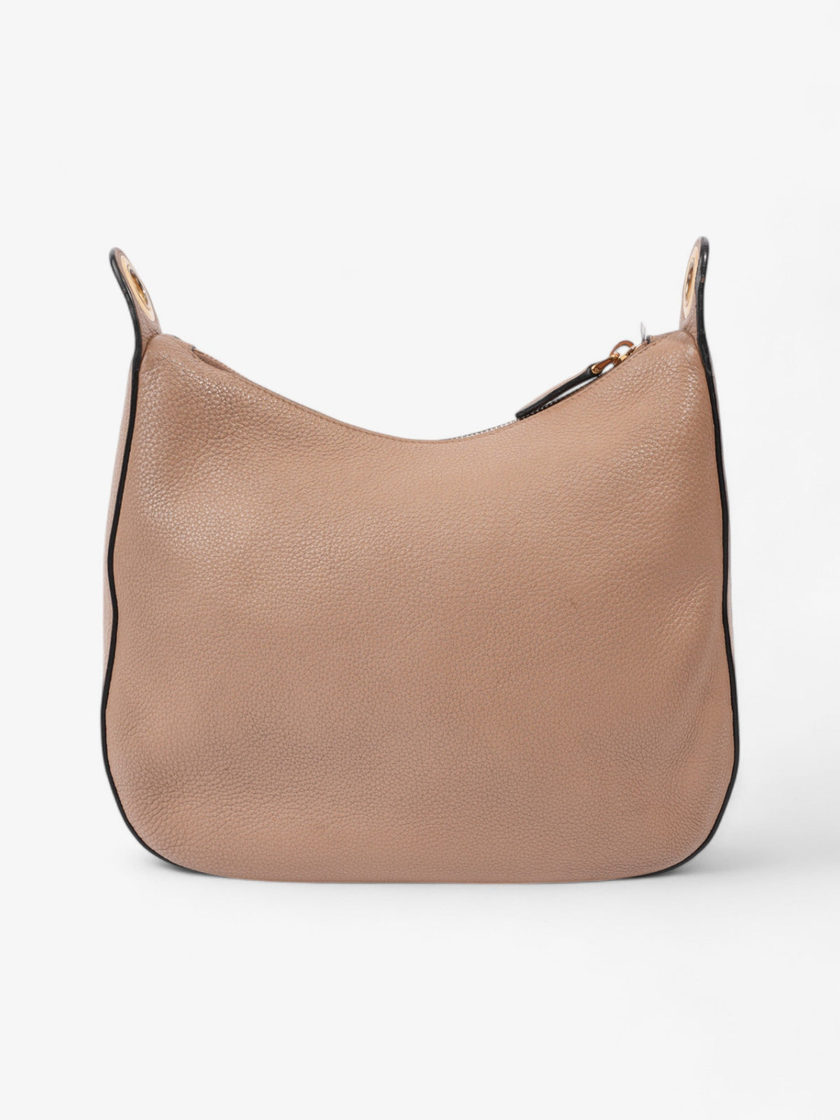 Prada Zipped Hobo Taupe Calfskin Leather