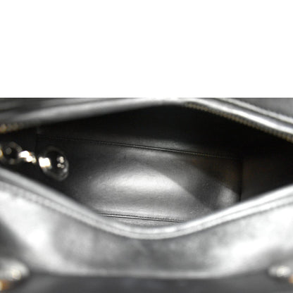 CHRISTIAN DIOR Lady Dior Embroidered Calfskin Shoulder Bag Black