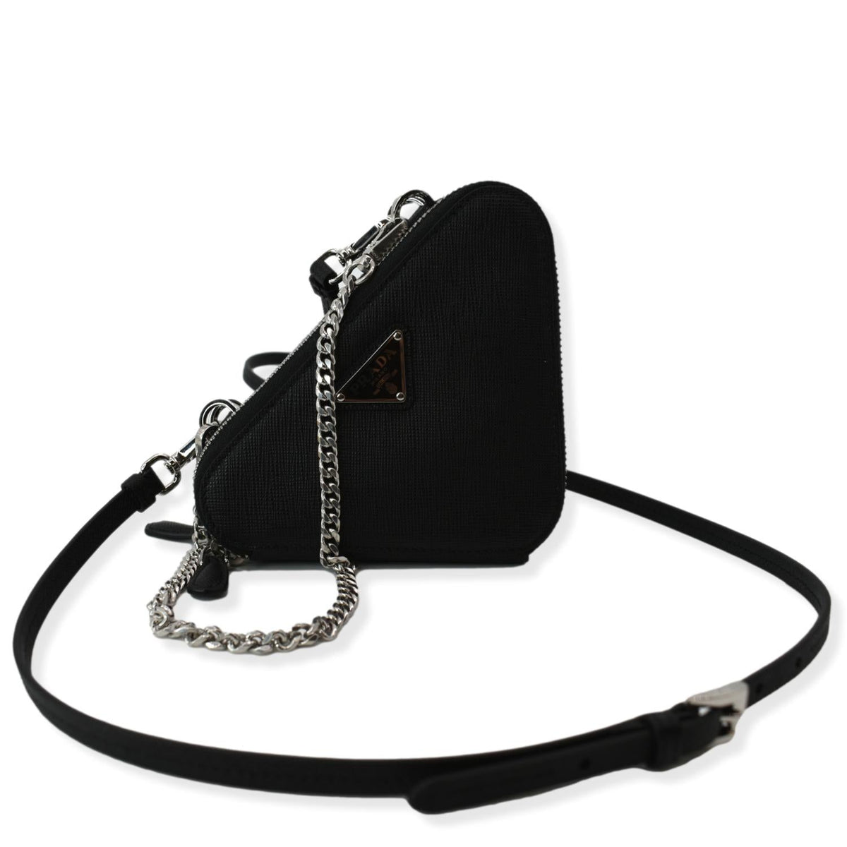 PRADA Mini Saffiano Leather Pouch Crossbody Bag Black