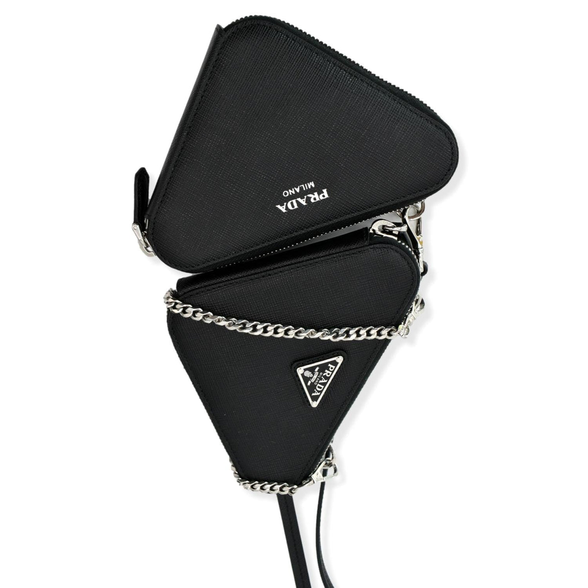 PRADA Mini Saffiano Leather Pouch Crossbody Bag Black