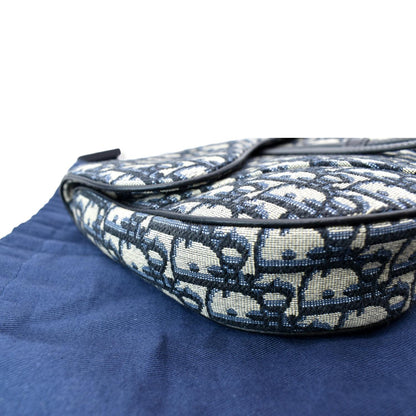 CHRISTIAN DIOR Saddle Oblique Jacquard Crossbody Bag Navy Grey