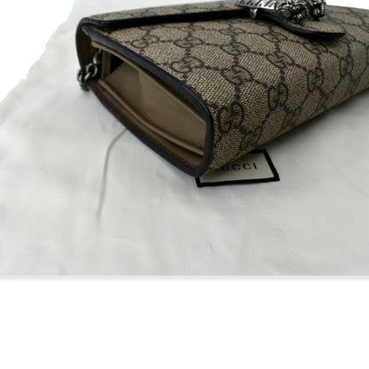 GUCCI Dionysus GG Supreme Crossbody Chain Wallet Beige 401231