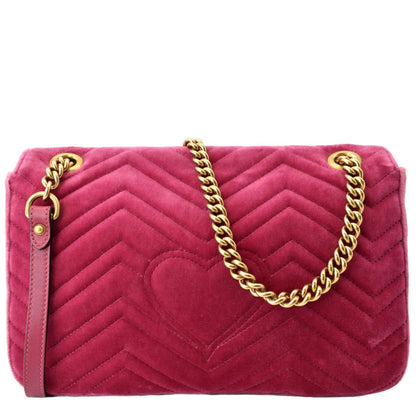 GUCCI Blind For Love Marmont Embroidered Velvet Shoulder Bag Red 443496