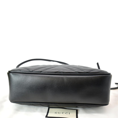 GUCCI GG Marmont Matelasse Small Leather Crossbody Bag Black 447632
