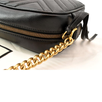 GUCCI GG Marmont Matelasse Small Leather Crossbody Bag Black 447632