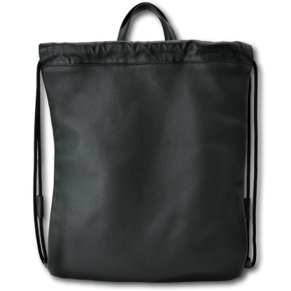 GUCCI Drawstring Print Leather Backpack Bag Black 494053