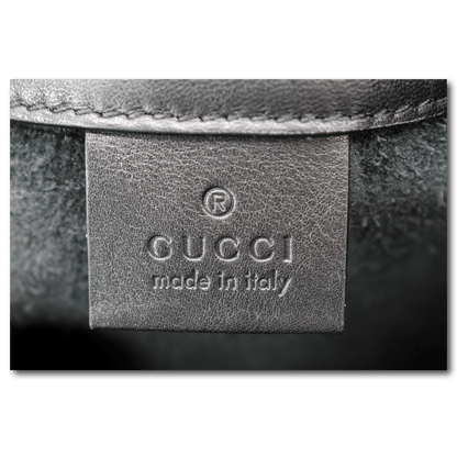 GUCCI Drawstring Print Leather Backpack Bag Black 494053