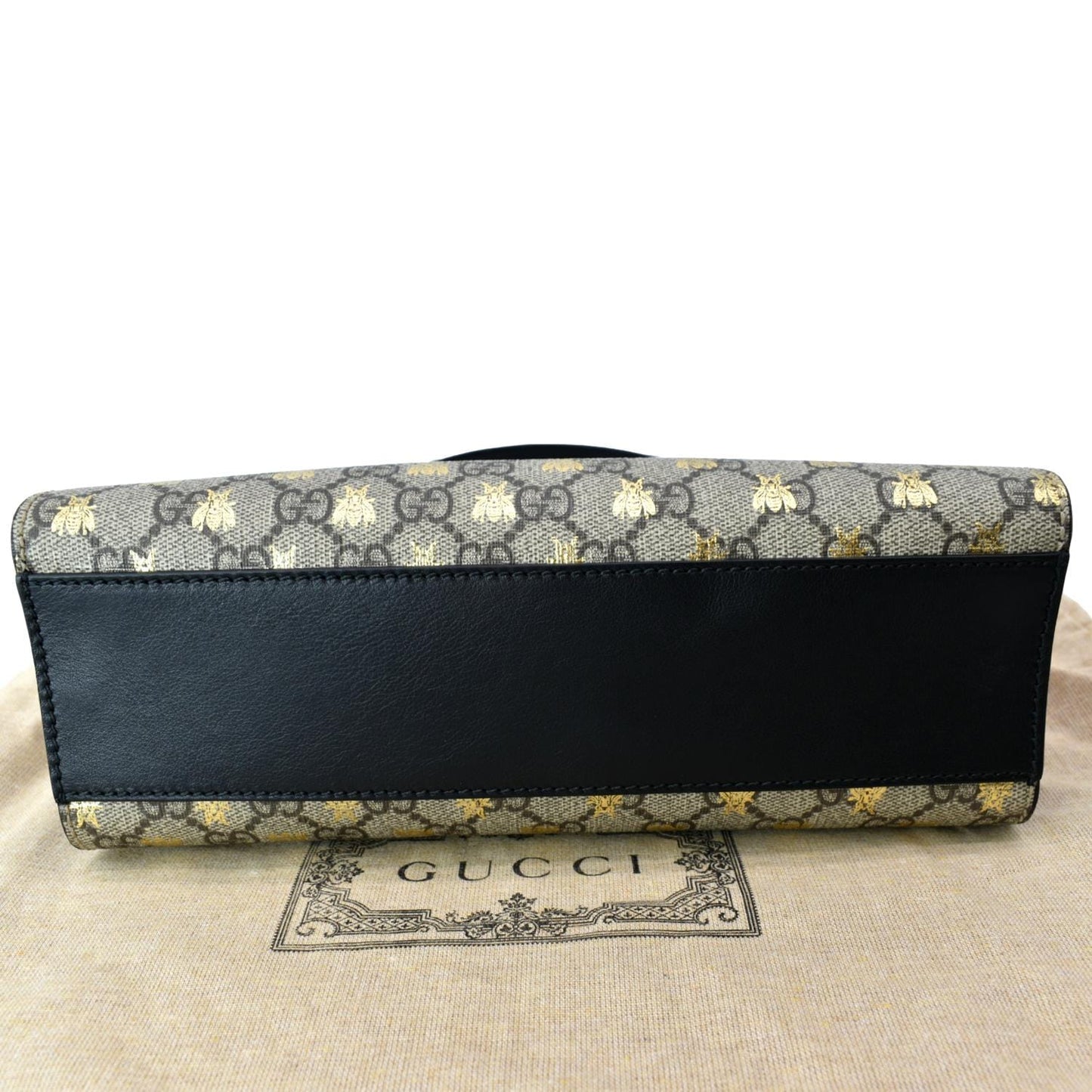 Gucci Ophidia Bees Padlock Small GG Supreme Canvas Tote Bag Beige 498156