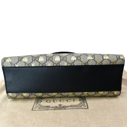 Gucci Ophidia Bees Padlock Small GG Supreme Canvas Tote Bag Beige 498156