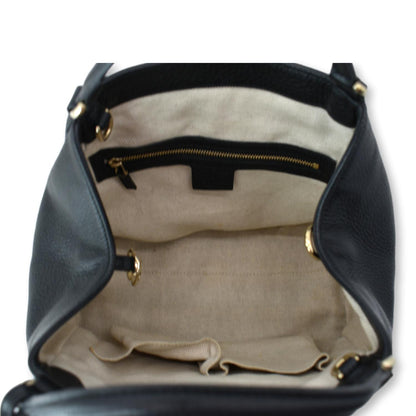 GUCCI Soho Small Pebbled Leather Shoulder Bag Black 336751
