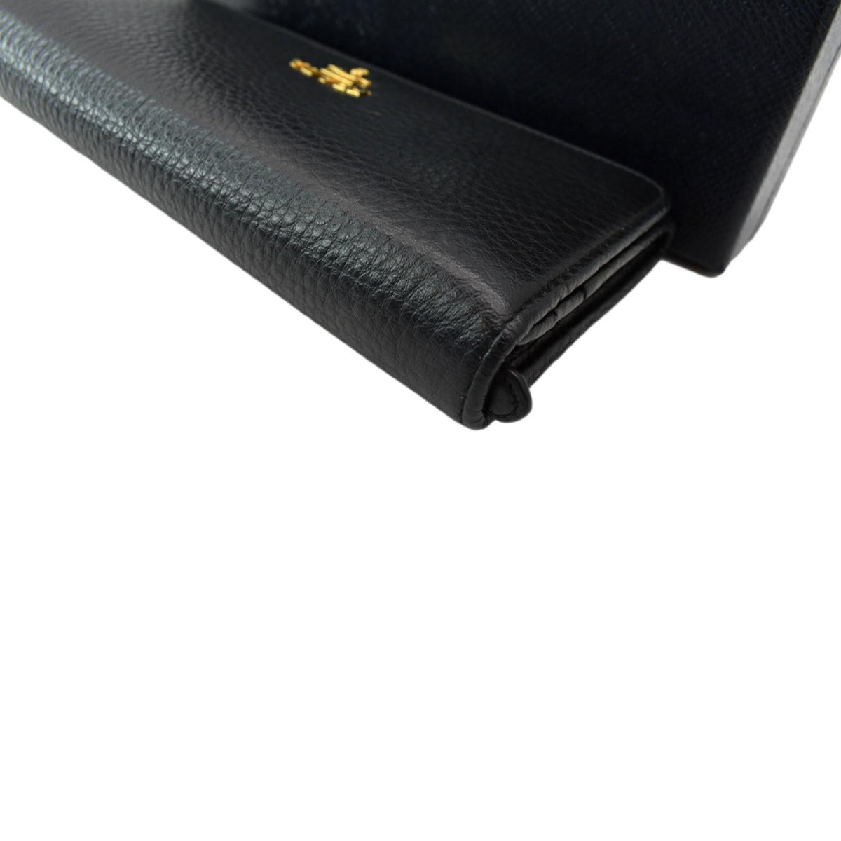 PRADA Continental Flap Leather Long Wallet Black