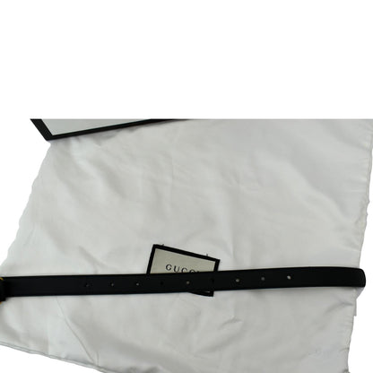 GUCCI Double G Buckle Leather Belt Black 409417