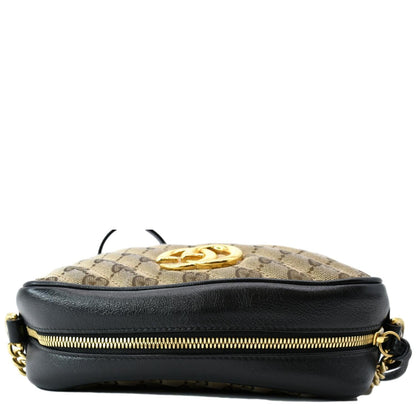 GUCCI GG Marmont Small Matelasse Canvas Leather Crossbody Bag Beige 447632
