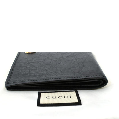 GUCCI Interlocking G Bi-Fold Calfskin Leather Wallet Black 575985
