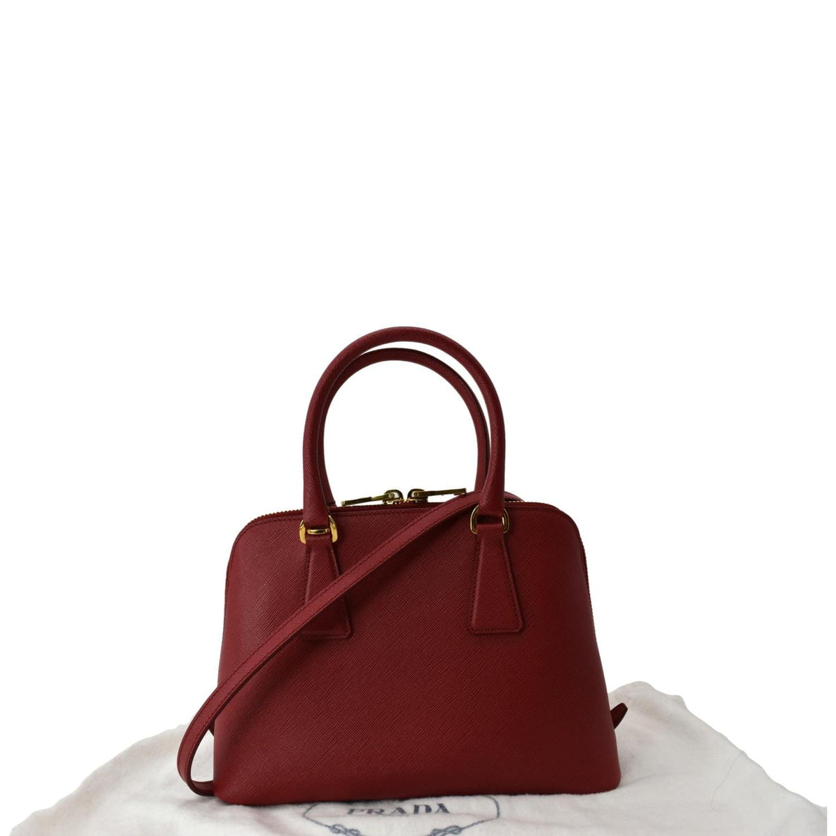 PRADA Lux Saffiano Leather Top Handle Satchel Bag Red