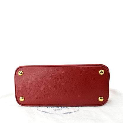 PRADA Lux Saffiano Leather Top Handle Satchel Bag Red
