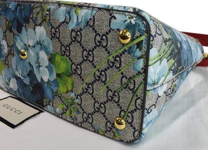 GUCCI Blooms GG Floral Supreme Canvas Leather Satchel Bag Red 546316